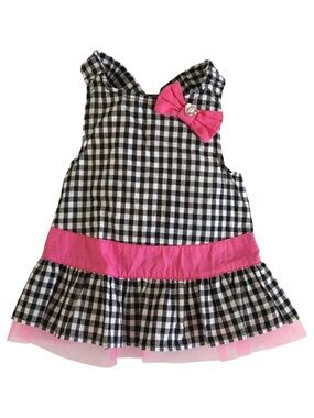 Wag-A-Tude Plaid Bow Dog Dress Black Pink Size S